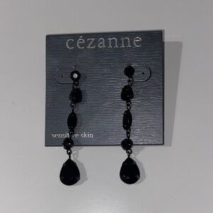 Cezanne Black Gunmetal Drop Dangle Earrings